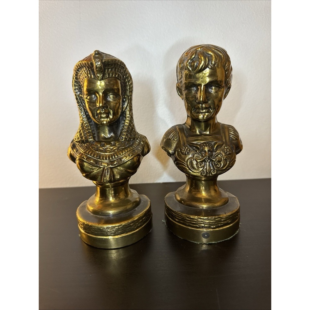 Vintage Ceasar & Cleopatra Bronze‎ Bookends